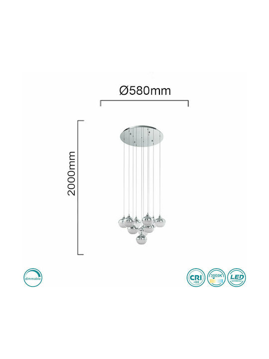 Eglo Mioglia Μοντέρνο Κρεμαστό Φωτιστικό με Ενσωματωμένο LED σε Ασημί Χρώμα 39527 - second view